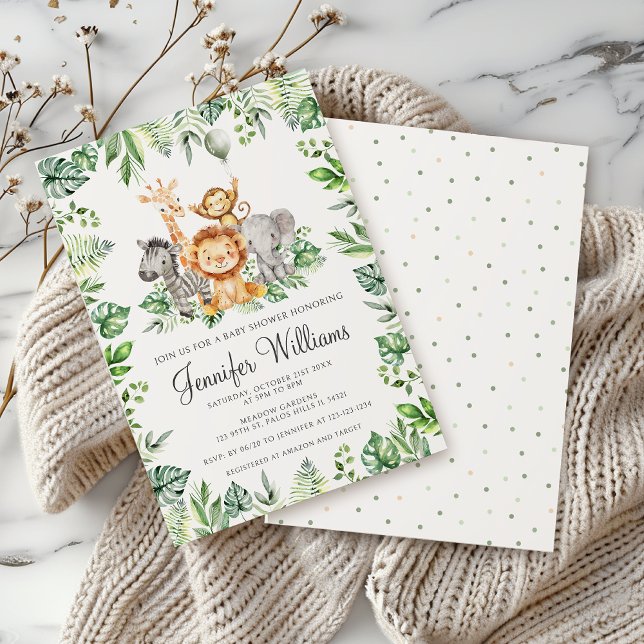 Invitación Selva de Safari Cute Animales salvajes Bebé Chorre (Subido por el creador)