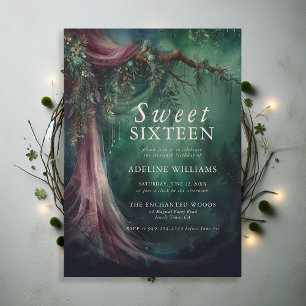 Invitación Selva encantada Esmeralda Mauve cuento de hadas du