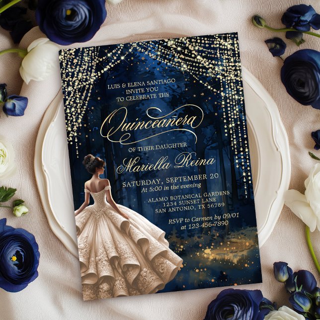 Invitación Selva encantada Ivory Champagne Quinceañera (Subido por el creador)