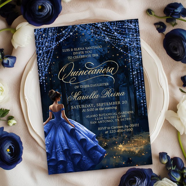 Invitación Selva encantada Real Azul Quinceañera (Subido por el creador)