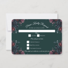 Invitación Selva Oscura Verde Elegante Boda Maroon Mauve