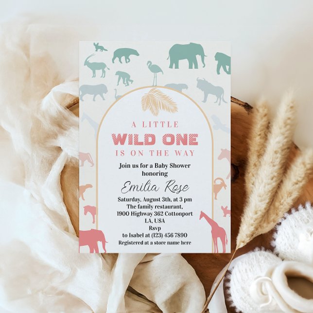 Invitación Selva Pastel juguetona salvaje Un Safari de Baby S (Subido por el creador)