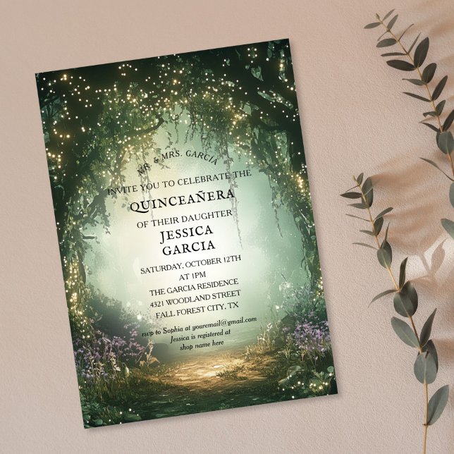 Invitación Selva Quinceañera encantada de cuento de hadas de  (ENCHANTED FOREST)