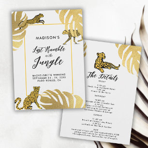Invitación Selva Safari Cheetah Gold Bachelorette Itinerary