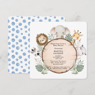 Invitación Selva Safari De Vegetación De Moda Para Baby Showe
