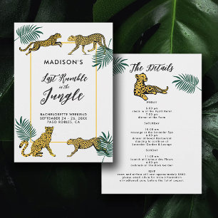 Invitación Selva Safari Leaf Cheetah Bachelorette Itinerary
