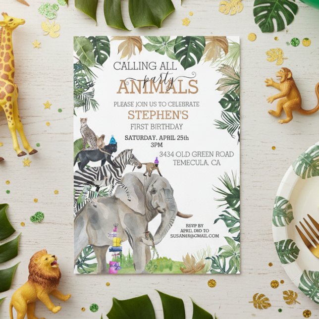 Invitación Selva Safari Selva Animales de fiesta de cumpleaño (Subido por el creador)
