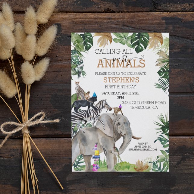 Invitación Selva Safari Selva Animales de fiesta de cumpleaño (Subido por el creador)