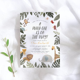 Invitación Selva Safari Storybook Wild One Baby Shower