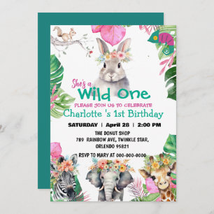 Invitación Selva salvaje de un conejo Safari primer animal cu