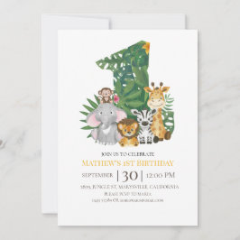Invitación Selva salvaje Un Safari Número de primer cumpleaño