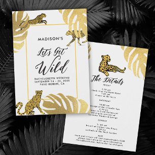 Invitación Selva silvestre Cheetah Gold Bachelorette Itinerar