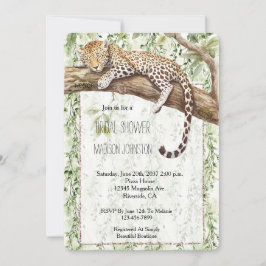 Invitación Selva silvestre Green Ivy Leopard Bridal Shower