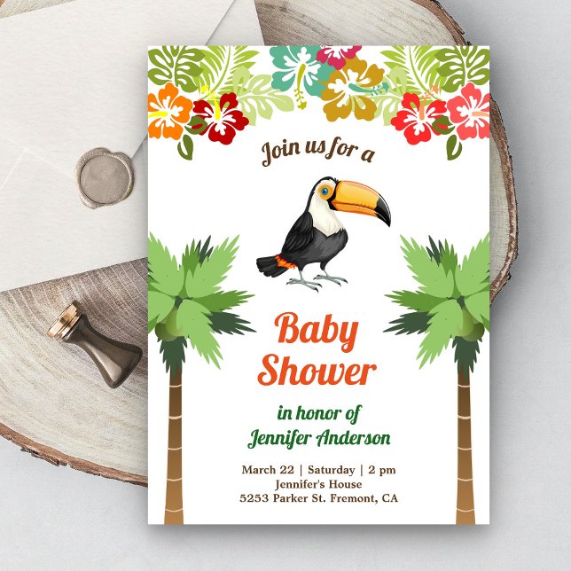 Invitación Selva tropical de selva selvática Toucan Baby Show (Subido por el creador)