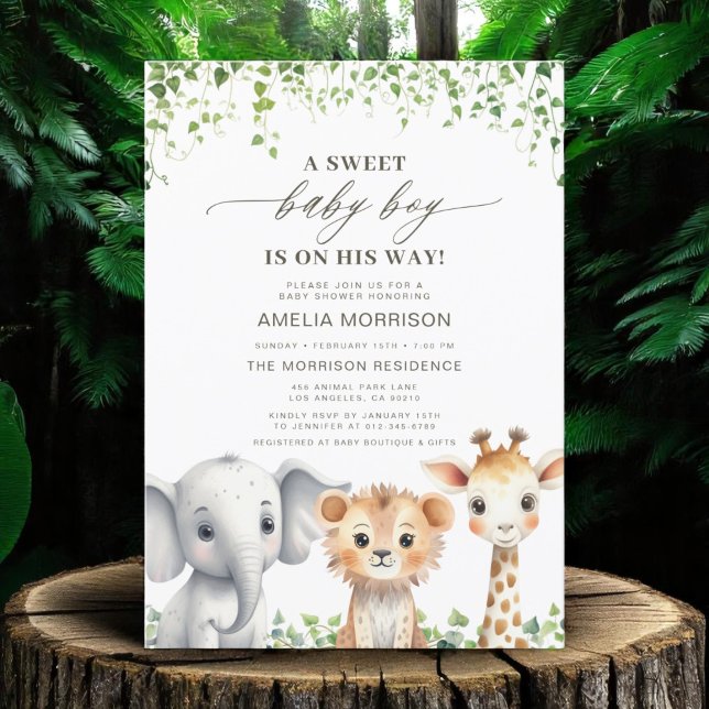 Invitación Selva tropical mate animales Safari Baby Shower (Subido por el creador)