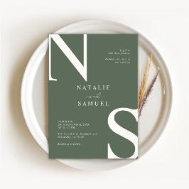 Invitación Selva verde Minimalista elegante negrita Boda inic