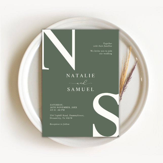 Invitación Selva verde Minimalista elegante negrita Boda inic (Subido por el creador)