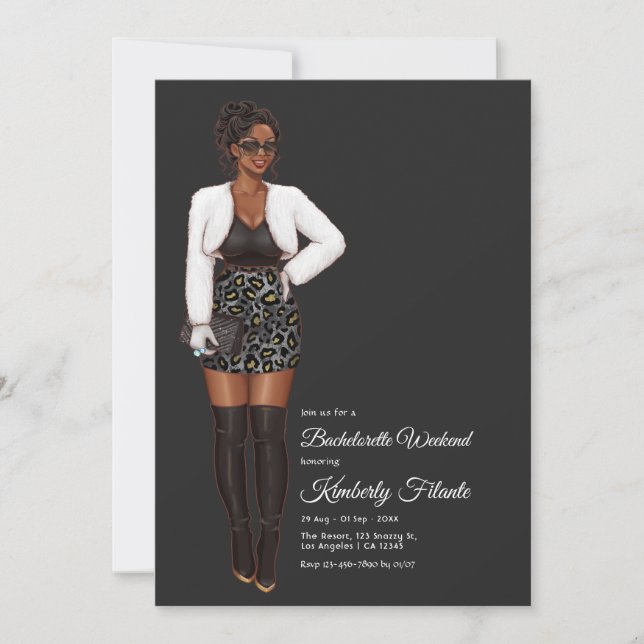 Invitación Semana de la Bachelorette Afro-Americana (Anverso)