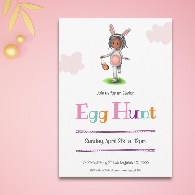 Invitación Semana Santa de la Caza de Huevos de Chica Cute (Subido por el creador)