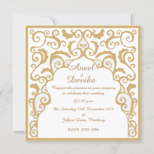Invitación Semi-Lustre 5,25" x 5,25", sobres blancos estándar