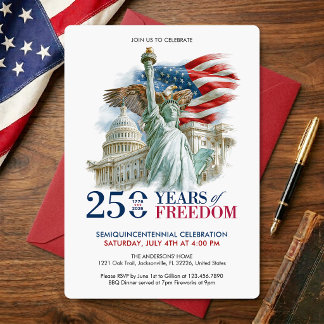 Invitación Semicuincentenario de EE. UU. 250 años de libertad