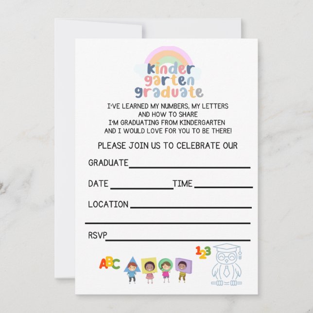 Invitación semiPersonalizado de graduación infanti (Anverso)