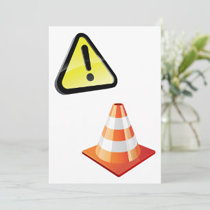 Invitación Señal de advertencia de precaución con cono de trá