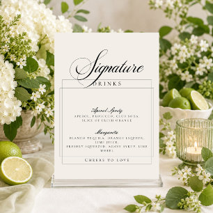 Invitación Señal de bebidas clásicas de marfil negro Signatur