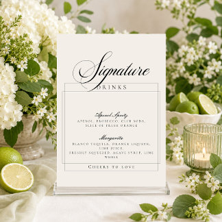 Invitación Señal de bebidas clásicas de marfil negro Signatur