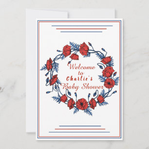 Invitación Señal de bienvenida de Poppy Floral Baby Shower