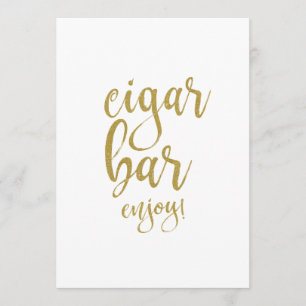 Invitación Señal de Boda Asequible Cigar Bar Dorado Brillante