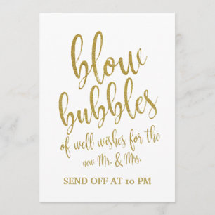 Invitación Señal de Boda Asequible con Burbujas de Oro