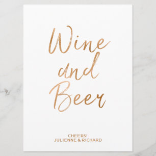 Invitación Señal de Bodas de Vino y Cerveza   Rosa Dorada con