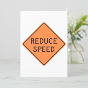 Invitación Señal de carretera de diamante naranja Reducir vel