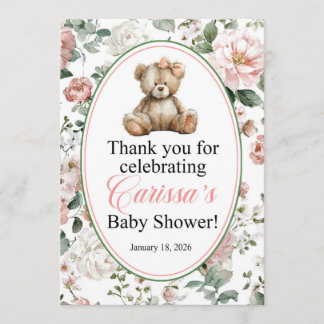 Invitación señal de fiesta de bebé de oso de peluche LAQUITA