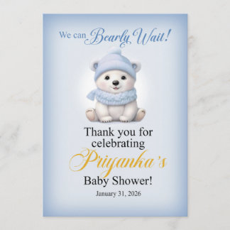 Invitación señal de fiesta de bebé de oso polar LAQUITA para
