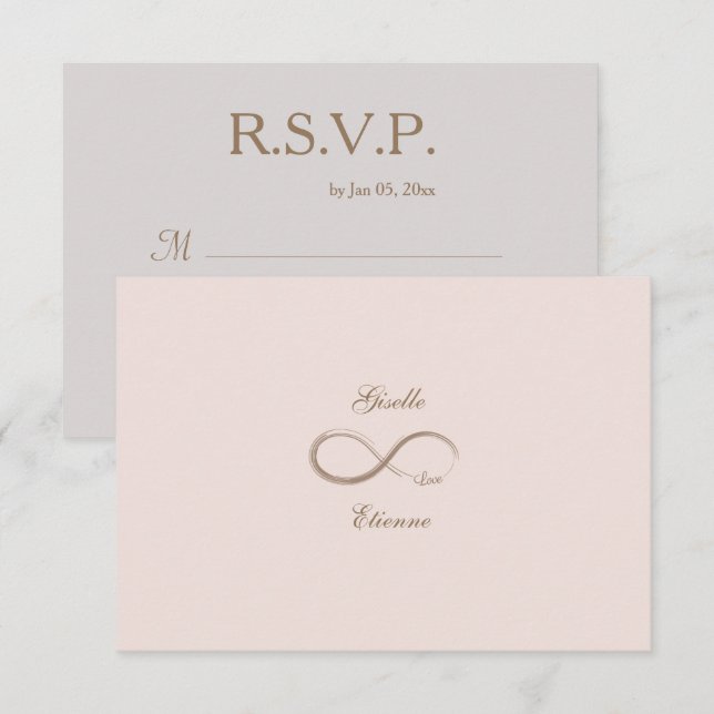 Invitación Señal de Infinito Besos Rosa Personalizado Nombre  (Anverso / Reverso)