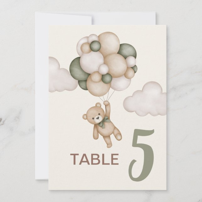 Invitación Señal de la mesa de Teddy Bear Baby Shower Boy (Anverso)