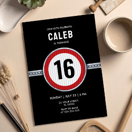 Invitación Señal de límite de velocidad de 16 cumpleaños - CU