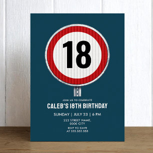 Invitación Señal de límite de velocidad en el cumpleaños 18 -