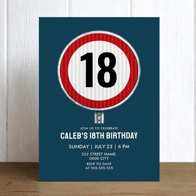 Invitación Señal de límite de velocidad en el cumpleaños 18 - (Subido por el creador)