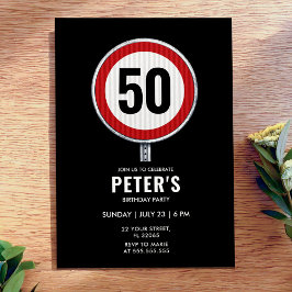 Invitación Señal de límite de velocidad para cumpleaños 50 - 