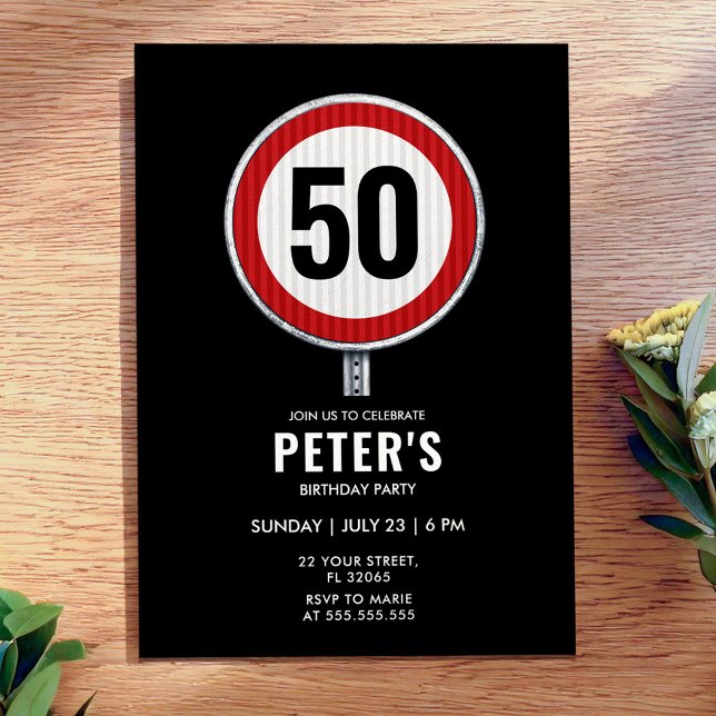 Invitación Señal de límite de velocidad para cumpleaños 50 -  (Subido por el creador)
