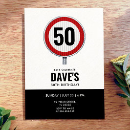 Invitación Señal de límite de velocidad para cumpleaños 50 - 