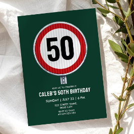Invitación Señal de límite de velocidad para cumpleaños 50 - 