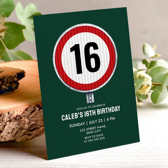 Invitación Señal de límite de velocidad para el cumpleaños 16 (Subido por el creador)