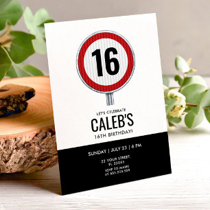 Invitación Señal de límite de velocidad para el cumpleaños 16