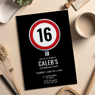 Invitación Señal de límite de velocidad para el cumpleaños 16