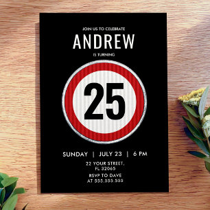 Invitación Señal de límite de velocidad por cumpleaños número