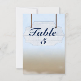 Invitación Señal de madera blanca para boda en la playa Númer